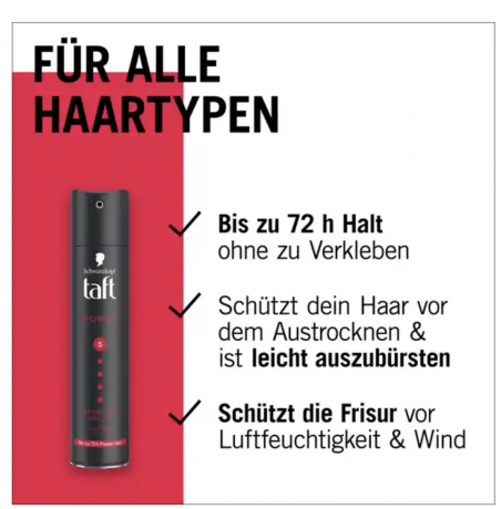 Schwarzkopf Taft Haarlack Power Haltegrad 5, Тафт Лак для волос 72 часа сильной фиксации 5, 250 мл