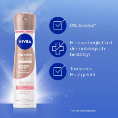 NIVEA Derma Control Clinical Ultra Dry Touch Deo Spray, 150 ml, Нивеа Дезодорант антиперспирант спрей, 2x гиалурон и витамин C, 100ч защита, ультра сухость, 150 мл