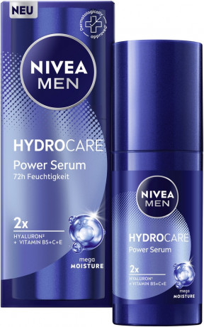NIVEA MEN HydroCare Power Serum, 30 ml, Нивеа Мужская сыворотка для лица, гиалурон, пантенол и витамин C, 72ч увлажнение, 30 мл