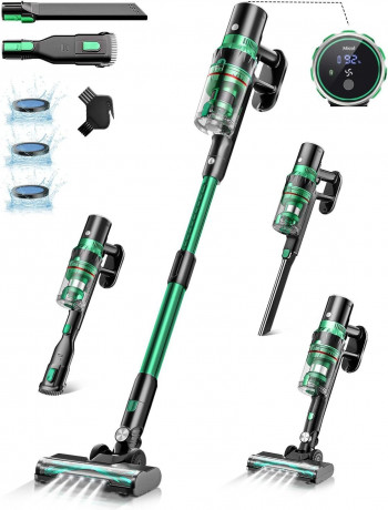 Micol Micol Akku-Hand-und Stielstaubsauger Ideal fur Hartboden, Teppiche, Tierhaare, 250,00 W, beutellos, LED-Display, Anti-Tangle-Burste, 6-in-1 fur Boden Teppiche Tierhaare Беспроводной ручной пылесос Micol, идеально подходит для твердых полов, ковров,