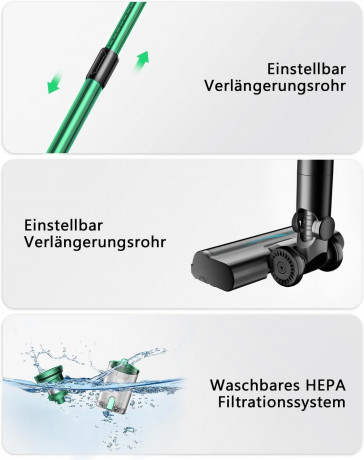 Micol Micol Akku-Hand-und Stielstaubsauger Ideal fur Hartboden, Teppiche, Tierhaare, 250,00 W, beutellos, LED-Display, Anti-Tangle-Burste, 6-in-1 fur Boden Teppiche Tierhaare Беспроводной ручной пылесос Micol, идеально подходит для твердых полов, ковров,