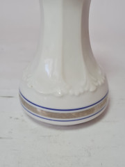 Ваза винтажная Mitterteich Bavaria с серебристой / синей полосой, фарфор, 11 см, Германия, 1960-70гг.