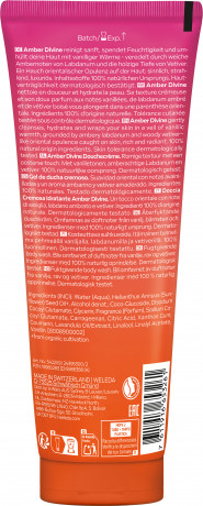 WELEDA Amber Divine Shower Cream, 200 ml, Увлажняющий крем-гель для душа Amber Divine с ванильным, амбровым и древесным ароматом, 200 мл