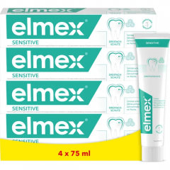 elmex Sensitive Zahnpasta 4x 75 ml Vorteilspack, Зубная паста Sensitive с аминофторидом для чувствительных зубов, 4 × 75 мл