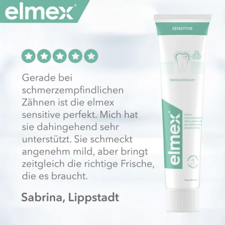 elmex Sensitive Zahnpasta 4x 75 ml Vorteilspack, Зубная паста Sensitive с аминофторидом для чувствительных зубов, 4 × 75 мл