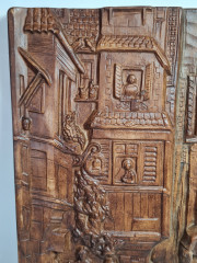 Панно винтажное &quot;Почтальон в переулке&quot;, объемное декорирование, 31 х 26 см, Германия, 1960-70гг.