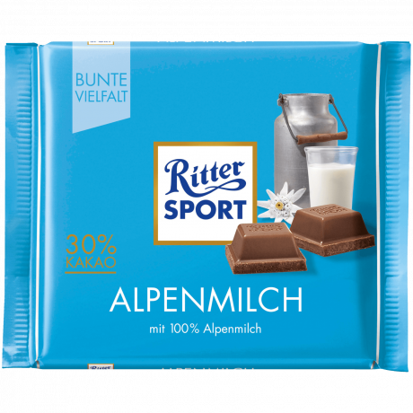 Ritter Sport Alpenmilch  Альпийский молочный шоколад 100г