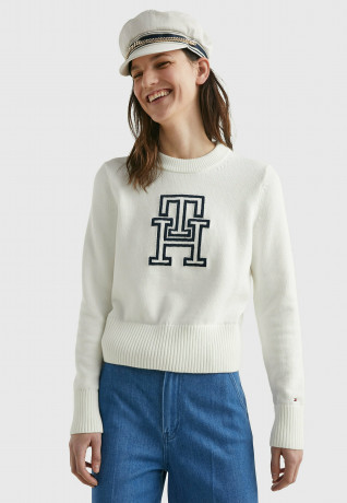 Tommy Hilfiger INTARSIA CREW NECK Jumper ecru ИНТАРСИЯ КРУГЛЫЙ ВЫРЕЗ Джемперы экрю