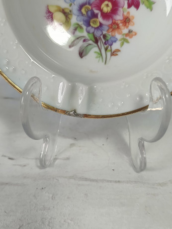 Пепельница винтажная Freiberger Porzellan / Коллекция Diamant, с цветочным декором, фарфор, 12.5 см, Германия, 1970-80гг.