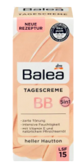 Balea Getönte Tagescreme BB Heller Hautton, Балеа ВВ крем дневной с витамином Е и маслом косточек персика, светлый тон, SPF15, 50мл