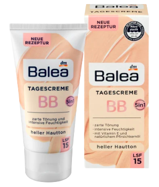 Balea Getönte Tagescreme BB Heller Hautton, Балеа ВВ крем дневной с витамином Е и маслом косточек персика, светлый тон, SPF15, 50мл