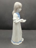 Статуэтка винтажная "Девочка с книгой" в бело-голубых тонах, фарфор, 22 х 7.5 см, ГДР, 1980-90гг.