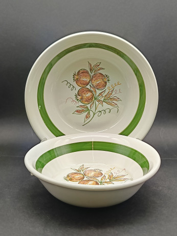 Тарелки сервировочные винтажные Wilhelmsburger "Гранат", 2 шт., фарфор, 20 и 17.5 см, Германия, 1960-70гг.