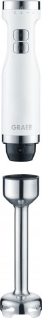Graef Graef Stabmixer HB 501, 3 teiliges Zubehor Set, weiss, Mixstab, Purierstab, Zerkleinerer Schwarz Ручной блендер Graef HB 501, набор аксессуаров из 3 предметов, белый, палочка для смешивания, палочка для очистки, измельчитель