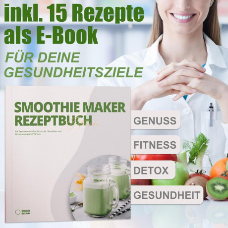 Kitchen Pro + Kitchen Pro + Smoothie-Maker mit 2 To Go Flasche 260W Mixer Blender, 260,00 W, 304-Edelstahl, Leicht zu reinigen, 2 Tritan-Trinkflaschen Kitchen Pro + прибор для приготовления смузи с 2 бутылками на вынос Миксер-блендер, 260 Вт, 260,00 Вт,