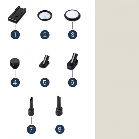 Zeegma Zeegma Akku-Handstaubsauger KLAAR, 400,00 W, beutellos 0.7 L Einfache Entleerung des Staubbehalters, 25 000 PA TURBOBRUSH 60 Minuten 0,7 L Touchpanel FLEX TUBE  Беспроводной ручной пылесос Zeegma KLAAR, 400,00 Вт, без мешка, 0,7 л Легкое опорожнени