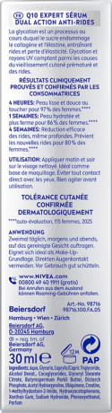 NIVEA Q10 Anti-Falten Experte Dual Action Serum, 30 ml, Нивеа Сыворотка для лица, Q10 и Glycostop, против морщин и гликации, результат за 2 недели, 30 мл