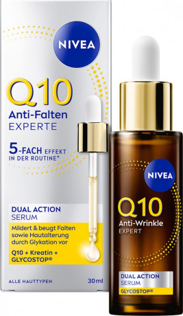 NIVEA Q10 Anti-Falten Experte Dual Action Serum, 30 ml, Нивеа Сыворотка для лица, Q10 и Glycostop, против морщин и гликации, результат за 2 недели, 30 мл