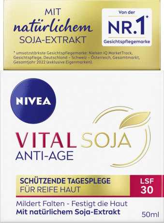 NIVEA VITAL Soja Anti-Age Schutzende Tagespflege LSF 30, 50 ml, Нивеа Дневной крем для зрелой кожи, SPF 30, экстракт сои, защита и подтяжка, 50 мл