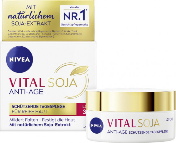 NIVEA VITAL Soja Anti-Age Schutzende Tagespflege LSF 30, 50 ml, Нивеа Дневной крем для зрелой кожи, SPF 30, экстракт сои, защита и подтяжка, 50 мл