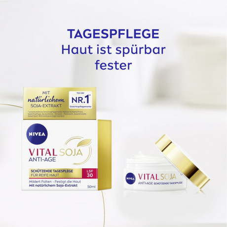 NIVEA VITAL Soja Anti-Age Schutzende Tagespflege LSF 30, 50 ml, Нивеа Дневной крем для зрелой кожи, SPF 30, экстракт сои, защита и подтяжка, 50 мл