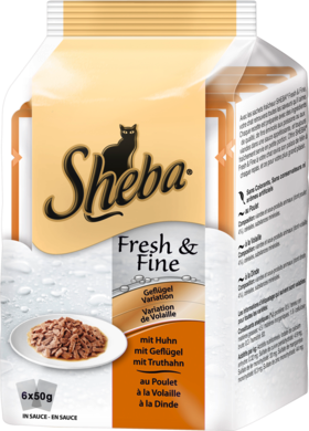 Sheba Влажный корм Для кошек, FreshиFine Домашняя птица Variation, Multipack 6x50g, 300 г
