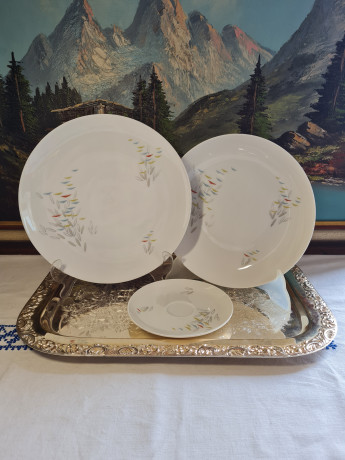 Тарелки винтажные Thomas с цветными мазками, фарфор, 3 шт., Германия, 1960-70гг.