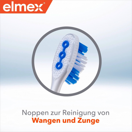 elmex Zahnbuerste Intensiv-Reinigung, 1 St, Зубная щётка Intensiv-Reinigung средней жёсткости с полирующими элементами и очистителем языка, 1 шт.