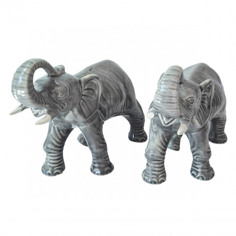 Sitzendorfer Две Фарфоровые статуэтки "Слон", серая, 2 штуки 18см х 23см, Германия, 1970-80гг.