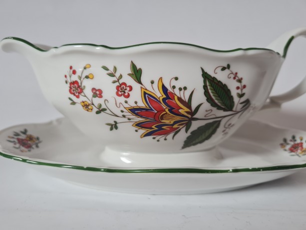 Соусник винтажный Seltmann Weiden Bavaria на подставке с цветочным рисунком, фарфор, 21 см, Германия, 1950-60гг.