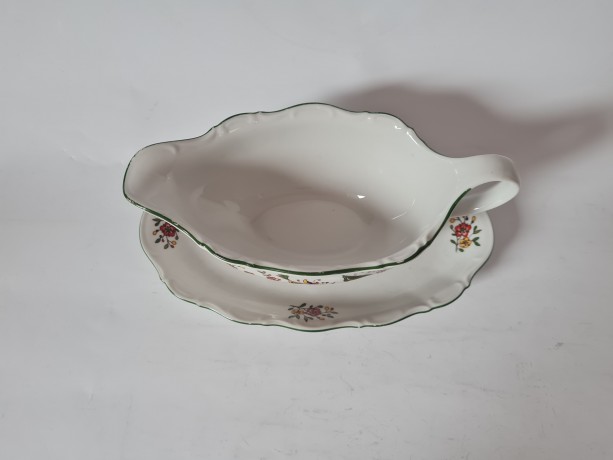 Соусник винтажный Seltmann Weiden Bavaria на подставке с цветочным рисунком, фарфор, 21 см, Германия, 1950-60гг.