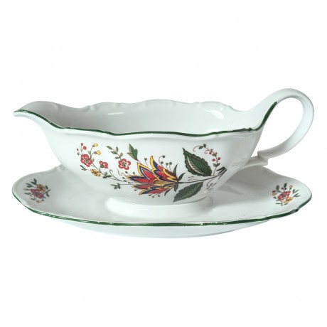 Соусник винтажный Seltmann Weiden Bavaria на подставке с цветочным рисунком, фарфор, 21 см, Германия, 1950-60гг.