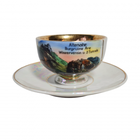 Кофейная пара винтажная Im Stil Bavaria "Руины замка Альтенар", фарфор, Германия, 1970-80гг.