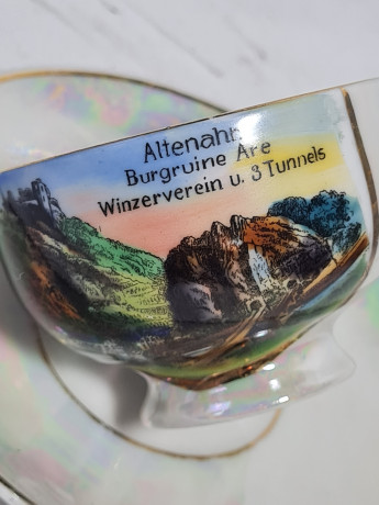 Кофейная пара винтажная Im Stil Bavaria "Руины замка Альтенар", фарфор, Германия, 1970-80гг.