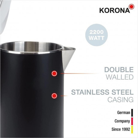 KORONA KORONA Wasserkocher 20119, Doppelwandig, 1 Liter, Wasserstandsanzeige, Cool Touch, beleuchtet  Чайник KORONA 20119, двустенный, 1 литр, индикатор уровня воды, прохладное прикосновение, подсветка