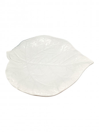 Фруктовница винтажная большая Bassano в форме листа, керамика, 31.5 х 4 см, Италия, 1960-69гг.