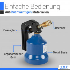 ZMC Gaskocher Gasbrenner Bunsenbrenner Lotlampe Gasanzunder Lotpistole, (2,2 kW Temperatur von bis zu 1200 ° C), Lotbrenner Kohleanzunder Flammspritzpistole Grillanzunder  Газовая плита ZMC, газовая горелка, горелка Бунзена, паяльная лампа, газовая зажига