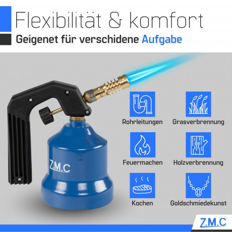 ZMC Gaskocher Gasbrenner Bunsenbrenner Lotlampe Gasanzunder Lotpistole, (2,2 kW Temperatur von bis zu 1200 ° C), Lotbrenner Kohleanzunder Flammspritzpistole Grillanzunder  Газовая плита ZMC, газовая горелка, горелка Бунзена, паяльная лампа, газовая зажига