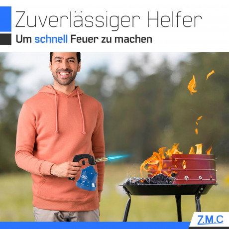 ZMC Gaskocher Gasbrenner Bunsenbrenner Lotlampe Gasanzunder Lotpistole, (2,2 kW Temperatur von bis zu 1200 ° C), Lotbrenner Kohleanzunder Flammspritzpistole Grillanzunder  Газовая плита ZMC, газовая горелка, горелка Бунзена, паяльная лампа, газовая зажига