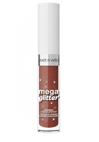 wet n wild Mega Glitter Hear Me Out, Жидкая помада шиммер, оттенок Hear Me Out, нюдово-коричневый с блестками, с витамином E, 3 мл