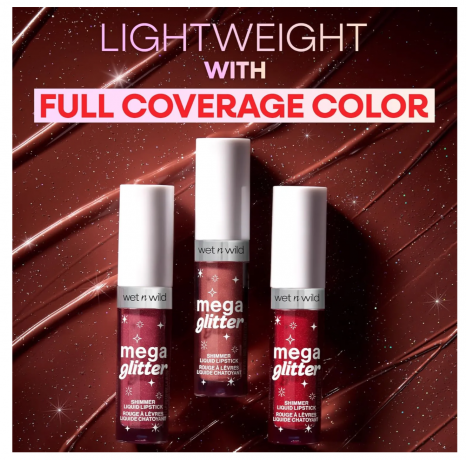 wet n wild Mega Glitter Hear Me Out, Жидкая помада шиммер, оттенок Hear Me Out, нюдово-коричневый с блестками, с витамином E, 3 мл