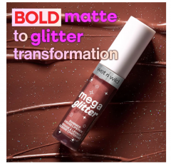 wet n wild Mega Glitter Hear Me Out, Жидкая помада шиммер, оттенок Hear Me Out, нюдово-коричневый с блестками, с витамином E, 3 мл