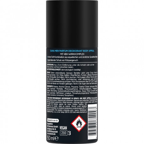 ISANA MEN Parfum Deodorant Body Appeal 150ml, Изана Мужской парфюмированный дезодорант-спрей, цитрус и дерево, 48ч защита, 150 мл