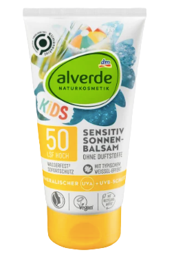 alverde NATURKOSMETIK Kinder Sonnenbalsam LSF 50 Детский солнцезащитный бальзам для загара LSF 50, 150 мл