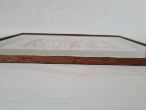 Картина винтажная "Древний Египет", папирус в позолоченной деревянной раме, 31 x 40 см, Германия, 1960-70гг.