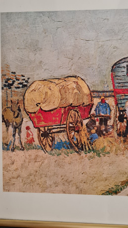 Картина винтажная Vincent "Стоянка цыганского каравана", 55 x 45 см, Германия, 1960-1970гг.