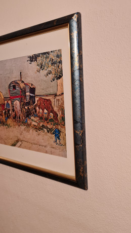 Картина винтажная Vincent "Стоянка цыганского каравана", 55 x 45 см, Германия, 1960-1970гг.