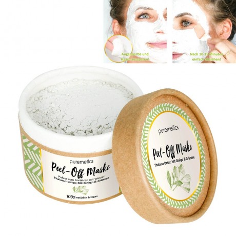 puremetics Thalasso-Detox: Mit Ginkgo & Gruntee Peel-Off Gesichtsmasken Талассо-детокс: отшелушивающие маски для лица с гинкго и гранти