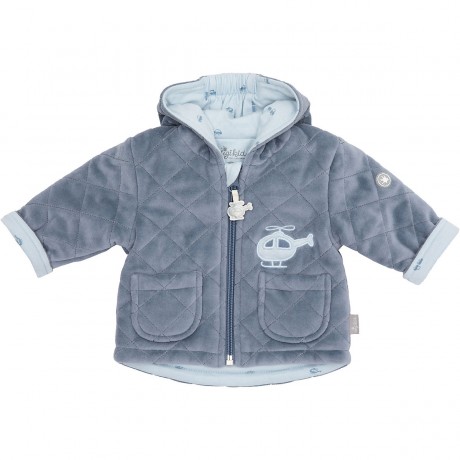 sigikid Baby wattierte Nickijacke mit Kapuze fur Jungen Детская пуховая велюровая куртка с капюшоном для мальчика
