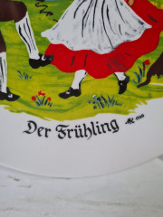 Тарелка декоративная винтажная &quot;Весна&quot;, коллекция &quot;Времена года&quot;, номерная, №1, ограниченный тираж, фарфор, 19 см, Германия, 1980 г.